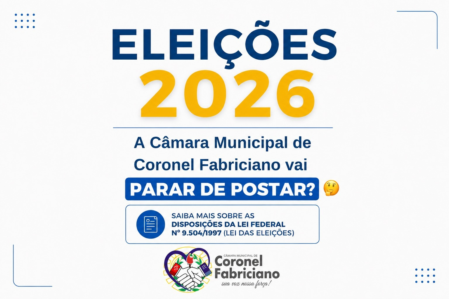 O que se pode publicar no site da Câmara Municipal de Jumacity no período eleitoral 